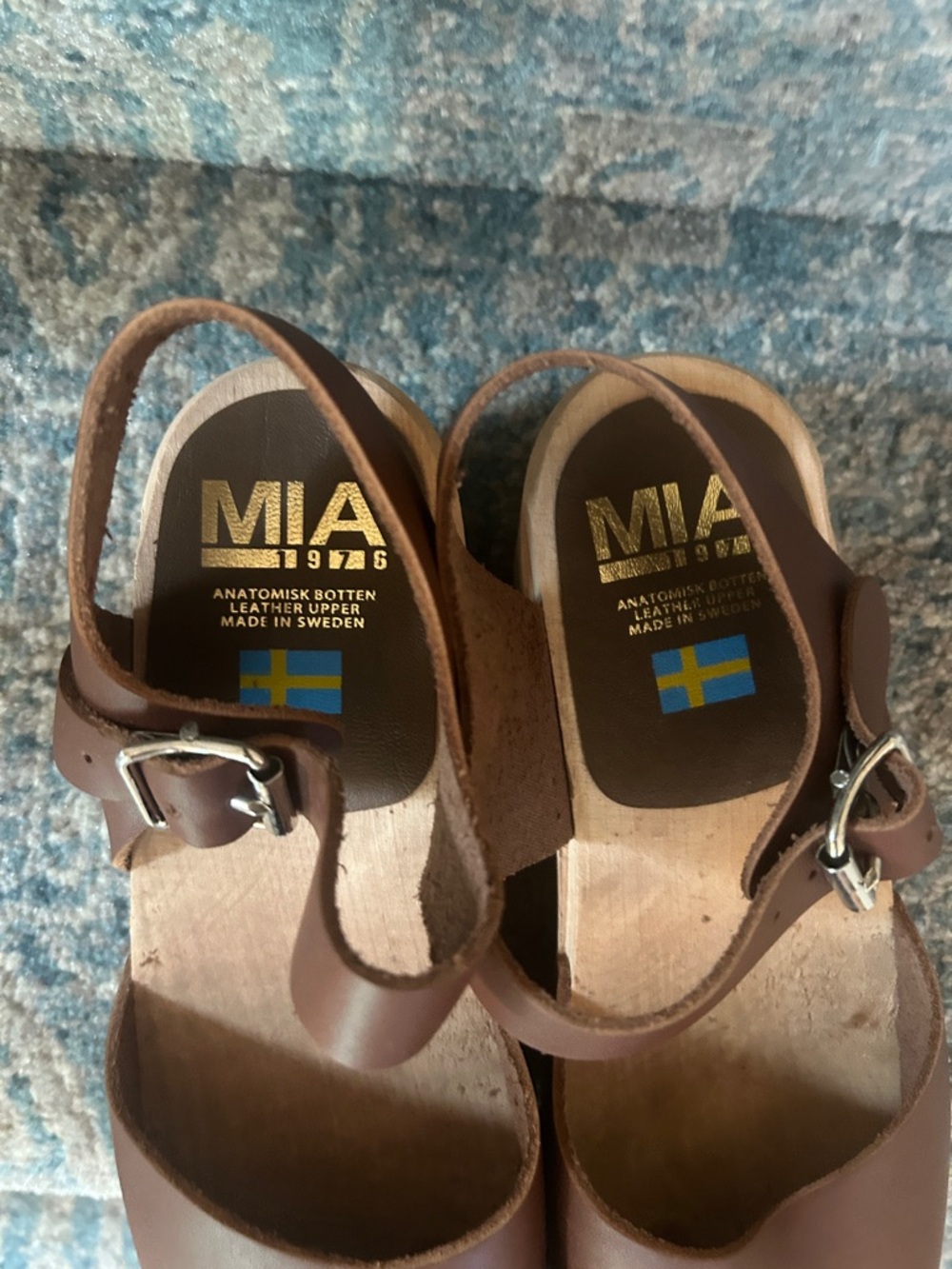 Mia Shoes Brown Leather Open-Back Clog Sandals with Ankle Strap - Picture 3 of 4